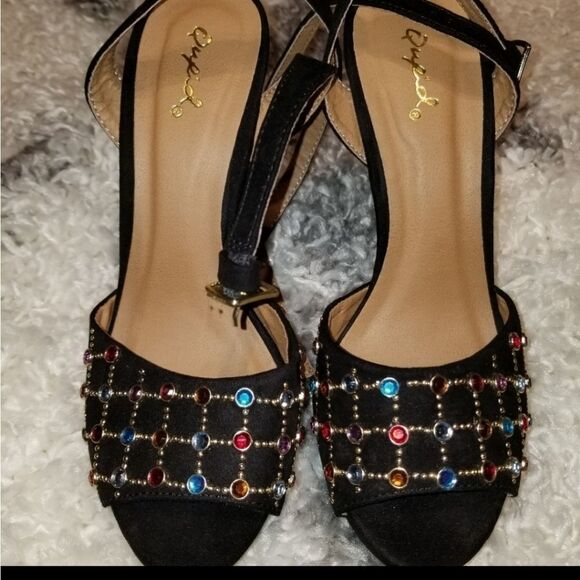 BRAND NEW QUPID JEWEL HIGH HEEL STILETTOS ADJUSTABLE ANKLE STRAP OPEN TOE SANDAL - Picture 3 of 16